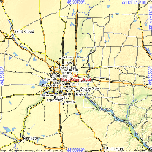 Topographic map of North Saint Paul