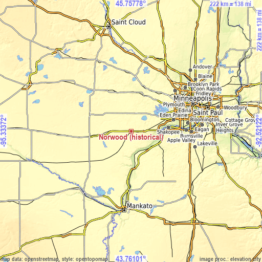 Topographic map of Norwood (historical)