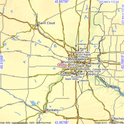 Topographic map of Orono