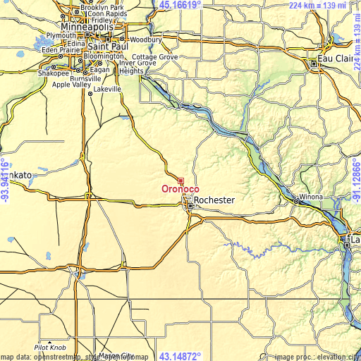 Topographic map of Oronoco