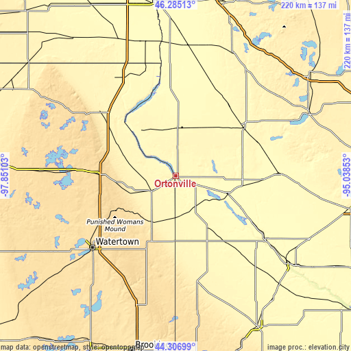 Topographic map of Ortonville