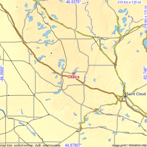 Topographic map of Osakis