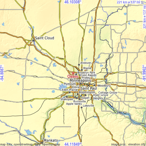 Topographic map of Osseo