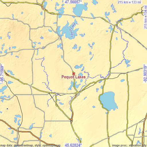 Topographic map of Pequot Lakes