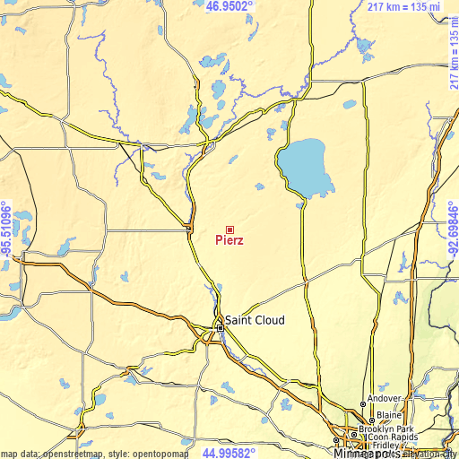 Topographic map of Pierz