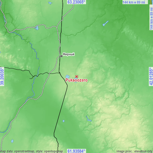 Topographic map of Puksoozero