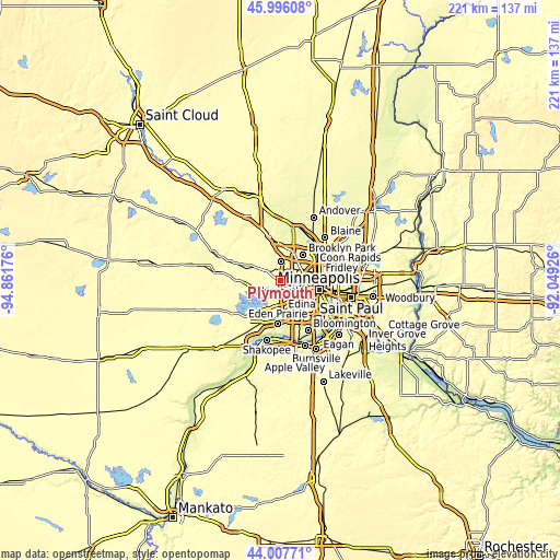 Topographic map of Plymouth