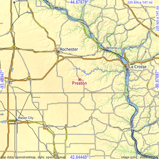 Topographic map of Preston