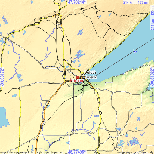 Topographic map of Proctor