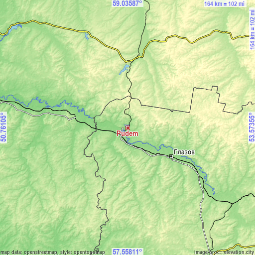 Topographic map of Pudem