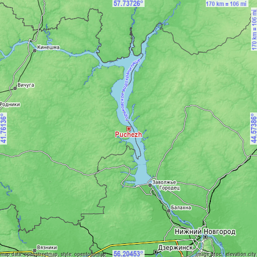 Topographic map of Puchezh