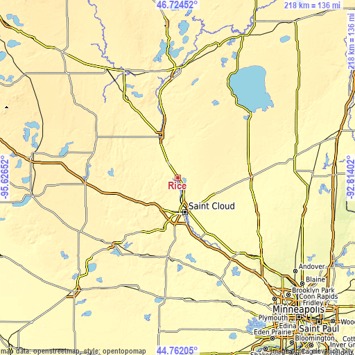 Topographic map of Rice