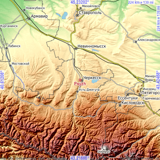 Topographic map of Psyzh