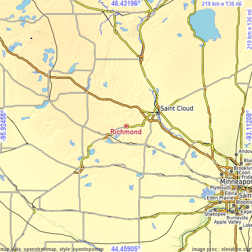 Topographic map of Richmond