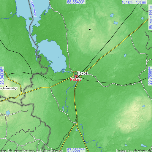 Topographic map of Pskov