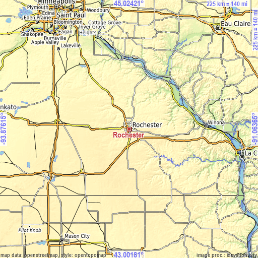 Topographic map of Rochester