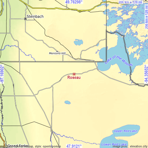 Topographic map of Roseau