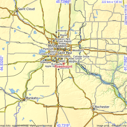 Topographic map of Rosemount