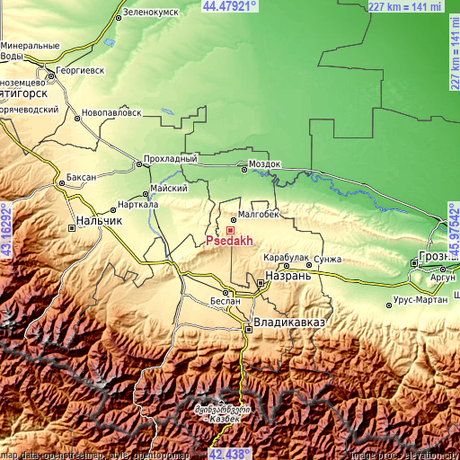Topographic map of Psedakh