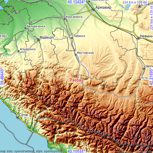 Topographic map of Psebay