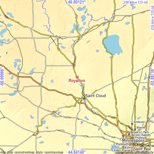 Topographic map of Royalton