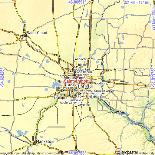 Topographic map of Saint Anthony