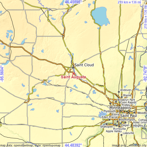 Topographic map of Saint Augusta