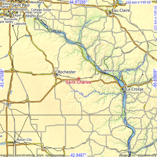 Topographic map of Saint Charles