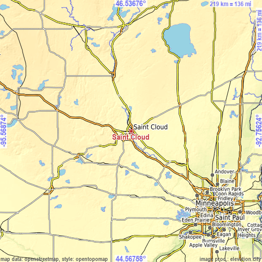 Topographic map of Saint Cloud
