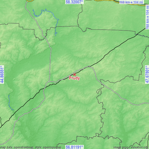 Topographic map of Prudy