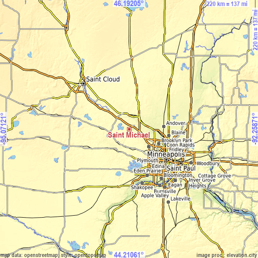 Topographic map of Saint Michael