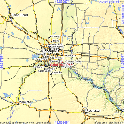 Topographic map of Saint Paul Park