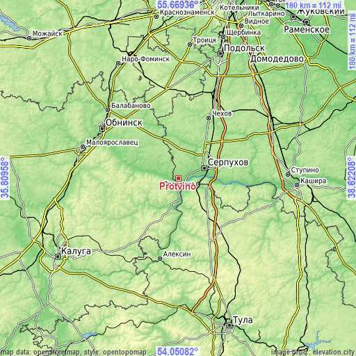 Topographic map of Protvino