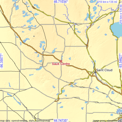 Topographic map of Sauk Centre