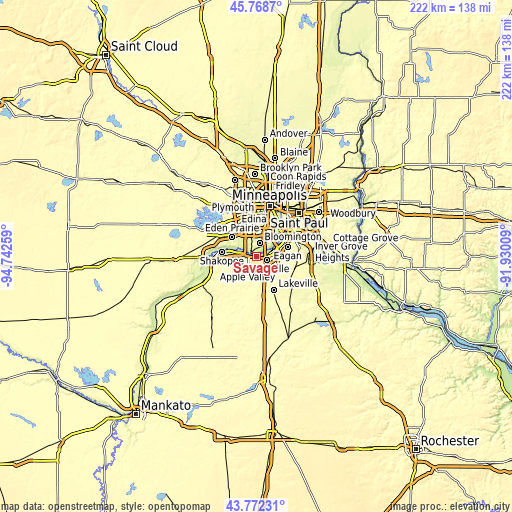 Topographic map of Savage