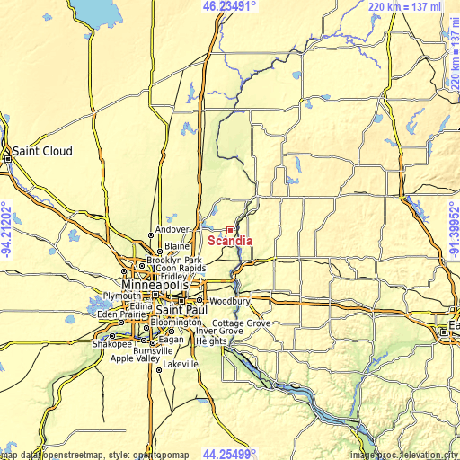 Topographic map of Scandia