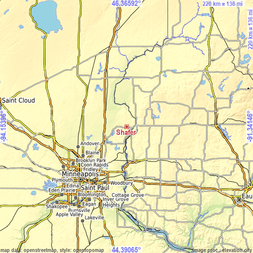 Topographic map of Shafer