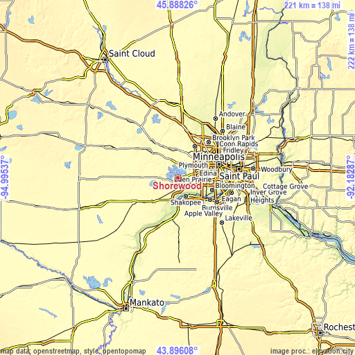 Topographic map of Shorewood