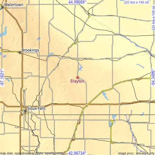 Topographic map of Slayton