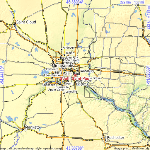 Topographic map of South Saint Paul