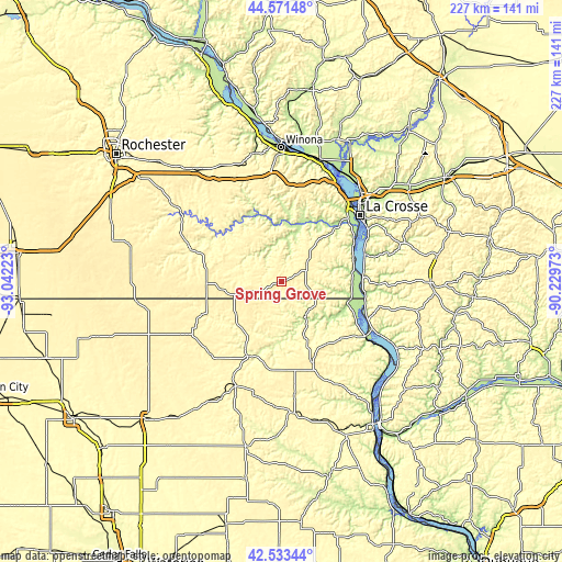 Topographic map of Spring Grove