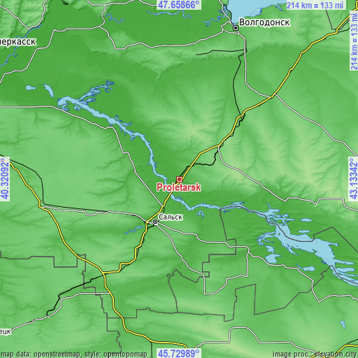 Topographic map of Proletarsk