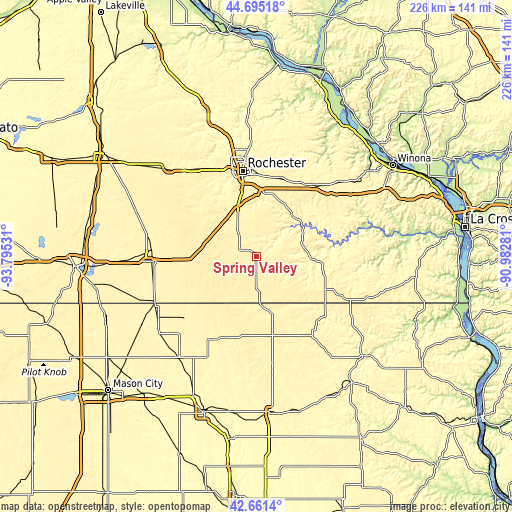 Topographic map of Spring Valley