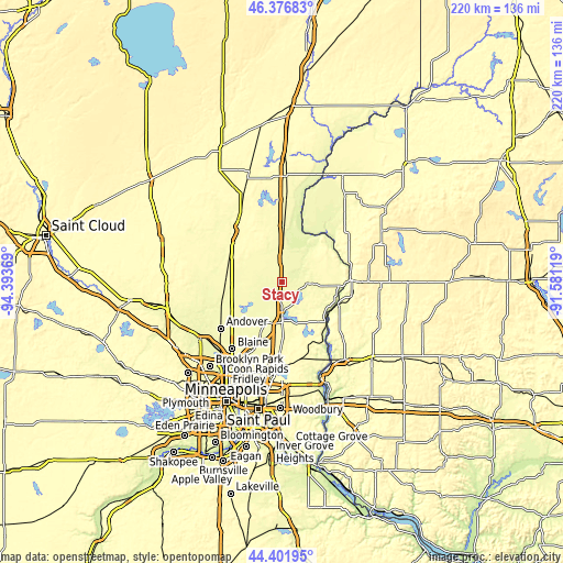 Topographic map of Stacy