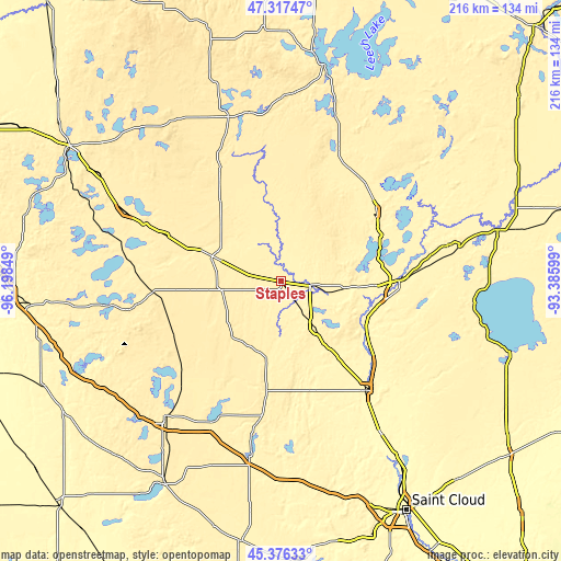 Topographic map of Staples