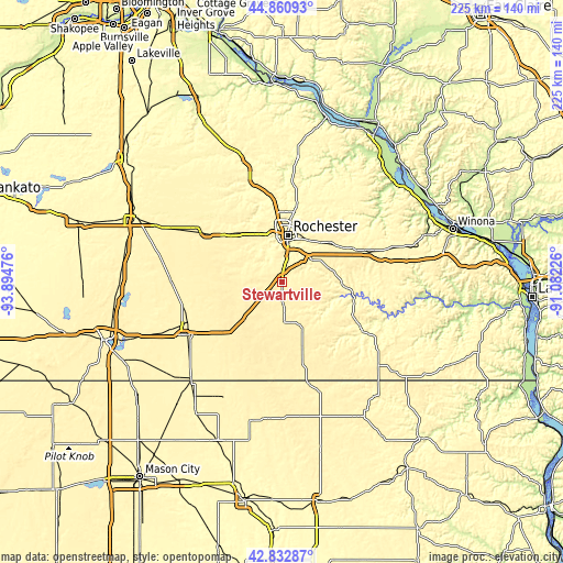 Topographic map of Stewartville