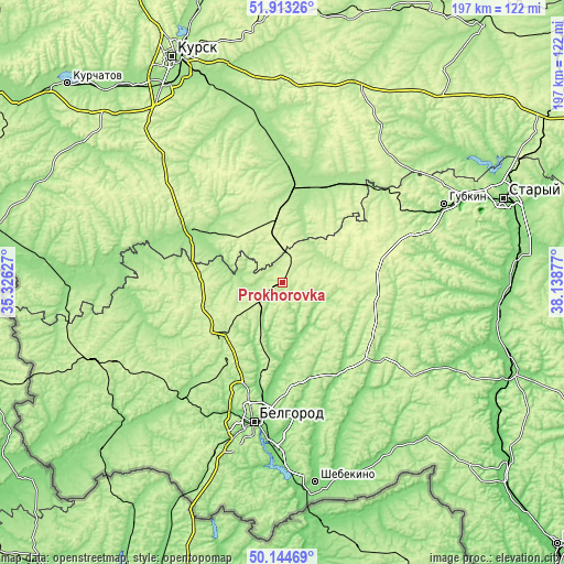 Topographic map of Prokhorovka
