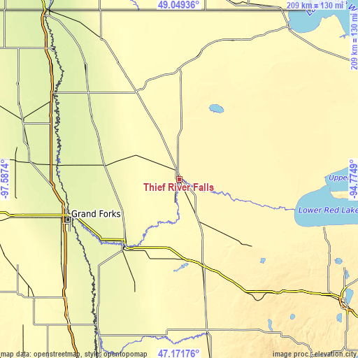 Topographic map of Thief River Falls