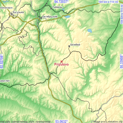 Topographic map of Priyutovo