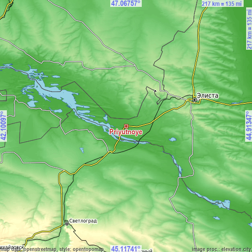 Topographic map of Priyutnoye